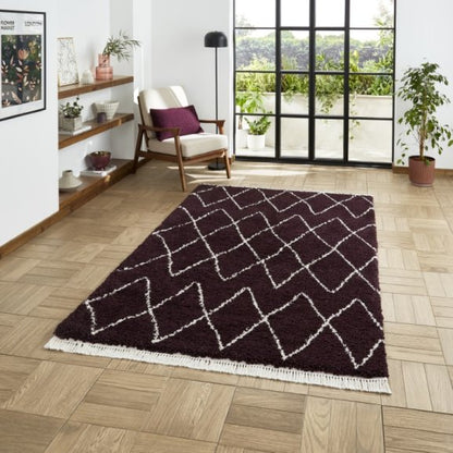 Boho 8280 Modern Shaggy Moroccan Rug Purple