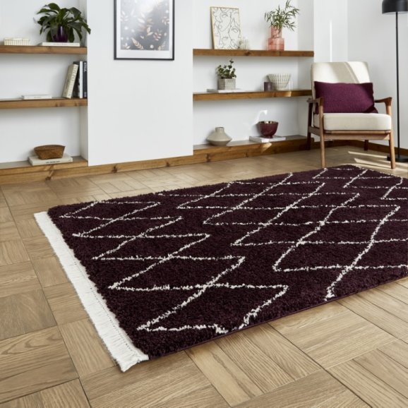 Boho 8280 Modern Shaggy Moroccan Rug Purple