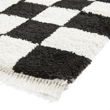 Boho 9433 Modern Shaggy Berber Rug Black