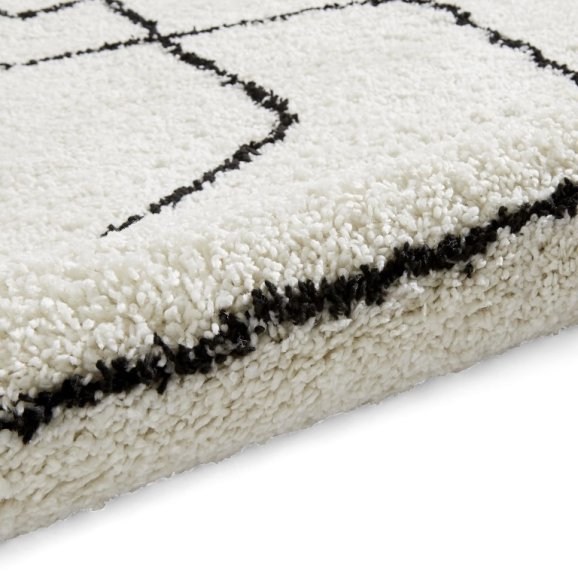 Boho A474 Modern Shaggy Abstract Rug - White/Black