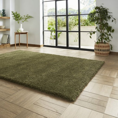 Sierra 9000 Plain Shaggy Rug- Olive