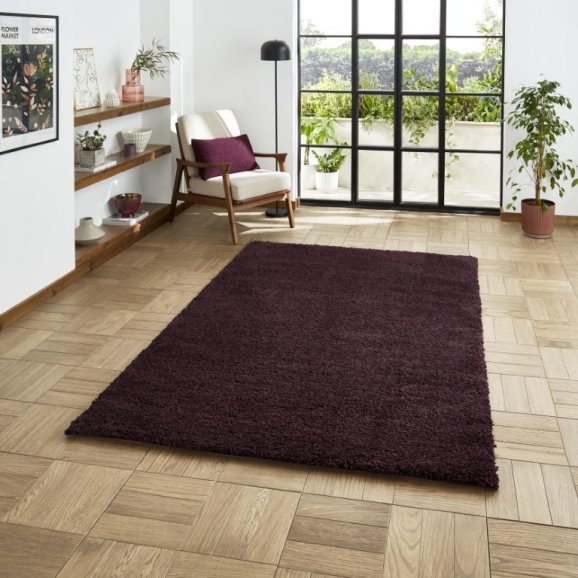 Sierra 9000 Plain Shaggy Rug- Purple