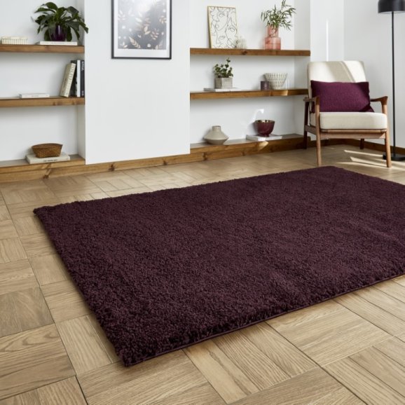 Sierra 9000 Plain Shaggy Rug- Purple