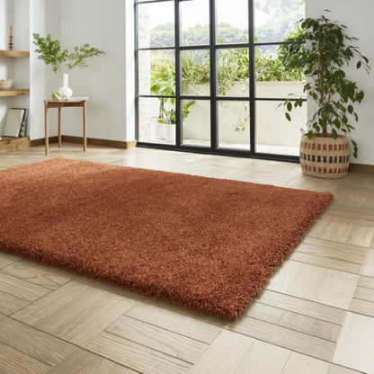 Sierra 9000 Plain Shaggy Rug- Terracotta