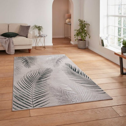 Creation 50051 Modern Multi Textured Super Soft Ventation Rug - Grey/Green